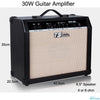 30W Digital Acoustic Guitar Amp Amplifier Speaker 6.5 inches with 3 Bands Effects & 2 Simulation Effect Earphone Input Black
