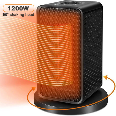 1200W Electric Space Heater Electric PTC Heater Fan Fast Heating Up Overheating Protection Home Desk Heater For Room Black