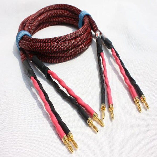 IWISTAO HIFI Speaker Cable 5MM Square Budweiser Gold-plated Copper Banana Terminals 4N OFC Cable
