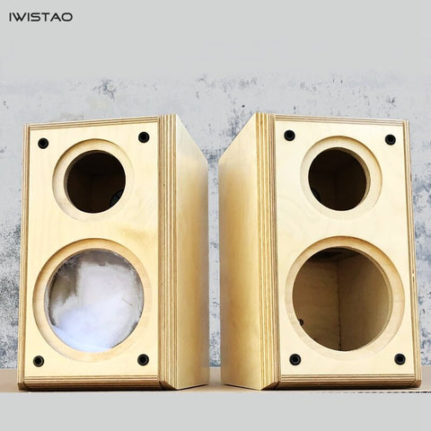 IWISTAO 2-way 4 inch Empty Speaker Cabinet 1 Pai Birch Wood Enclosure Net Volume 7L HIFI Audio DIY