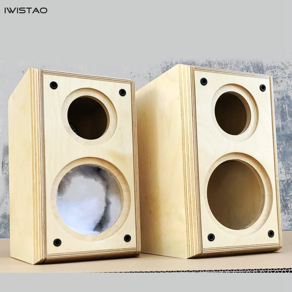 IWISTAO 2-way 4 inch Empty Speaker Cabinet 1 Pai Birch Wood Enclosure Net Volume 7L HIFI Audio DIY
