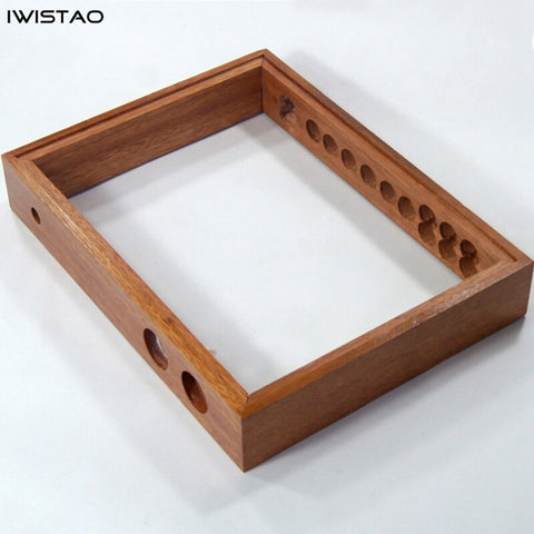 IWISTAO DIY Wooden Casing for Tube Amplifier Chassis 400X300X65 Red Walnut Wood Top Down Plate 3 Inputs Selector Hole