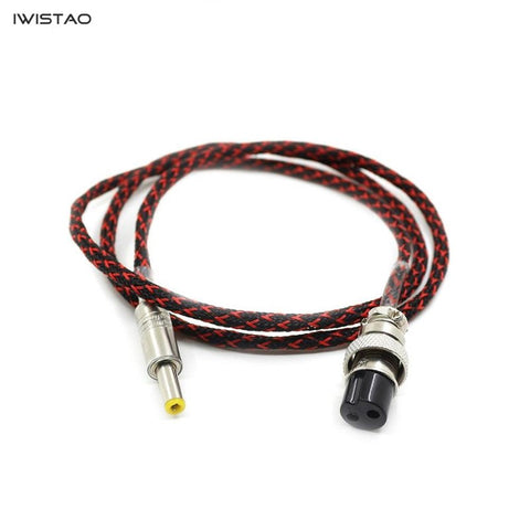 IWISTAO HIFI DC Power Cable GX16 2P plug 1 Positive 2 Negative to DC Plug 5.5x2.1 Teflon Wire 1.2m