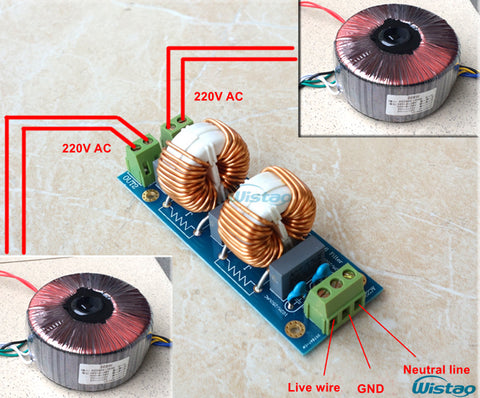 IWISTAO Power Filter Board EMI Filters 18A Dual Coarse Copper Common-mode Inductive 220V